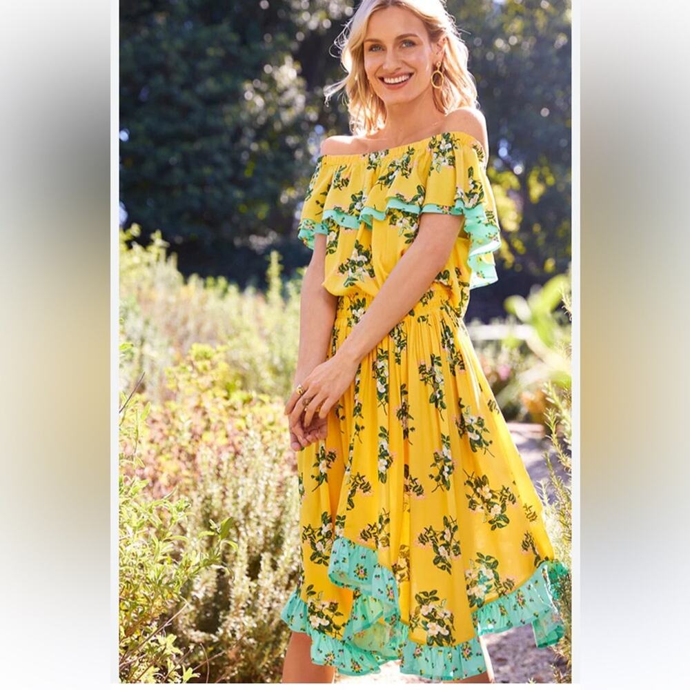Matilda Jane Hooked on a Feeling Floral Off Shoulder Dress Large